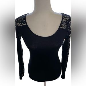 Ambiance black long sleeve shirt with lace size small